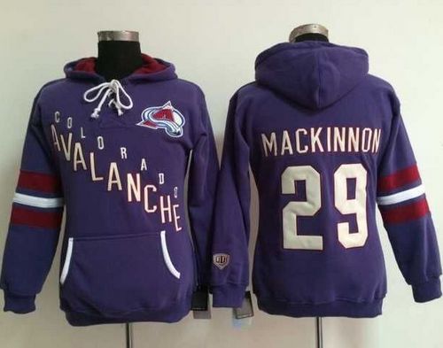 Colorado Avalanche #29 Nathan MacKinnon Purple Women's Old Time Heidi NHL Hoodie - Click Image to Close